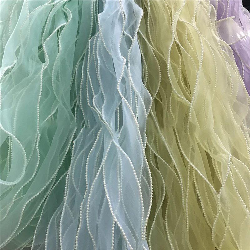 5 meters 4cm/6cm wide pearl fishtail yarn Wave Organza Ribbon DIY Bow Hair Accessories Material Gift Packing Sewing Fabric