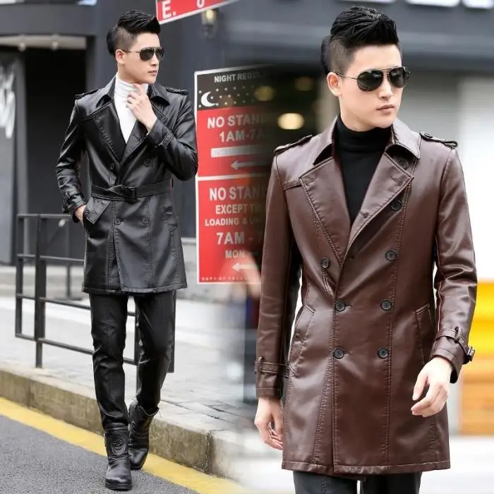 Leather Boollili Men's Jacket Hot Sale Autumn Casual Faux Leather Jacket Male Long Slim Warm Chaquetas De Cuero Plus Size 5XL