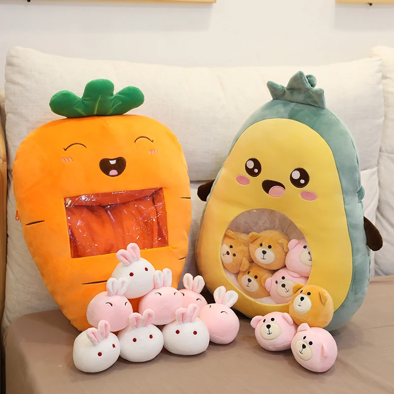 Sac de jouets pour enfants, 8 pièces, oreiller en peluche doux en forme de Fruit, fraise, avocat, banane, cadeau d'anniversaire et de noël pour filles