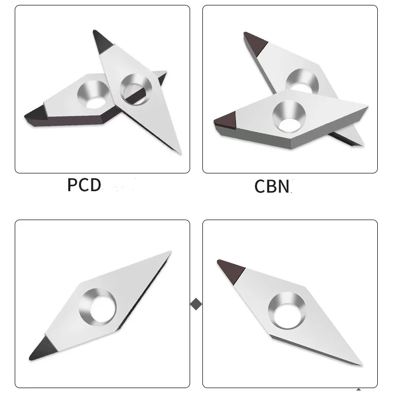 Imagem -05 - Inserção de Diamante Mos Pcd Cbn Cnc Torno Ferramenta de Torneamento Inserção Vcmt160402 160404 160408 Vcgt160408 Pcd para Cbn de Alumínio para Aço Duro