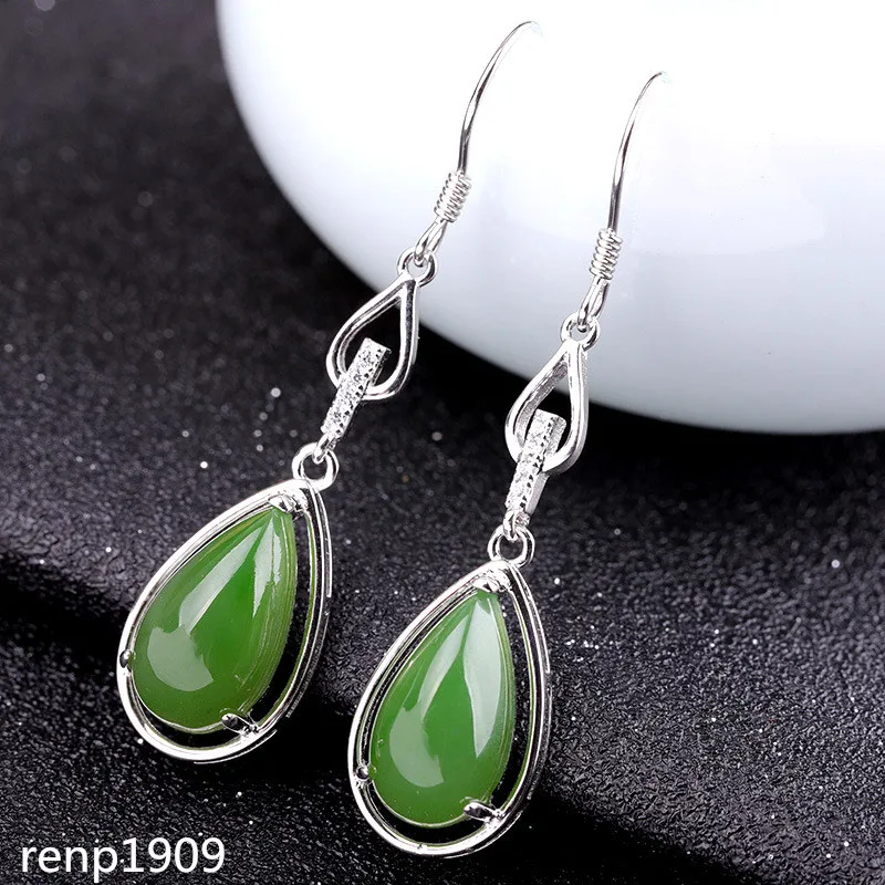 

KJJEAXCMY boutique jewelry S925 sterling silver jewelry drop women's Hetian jasper earrings