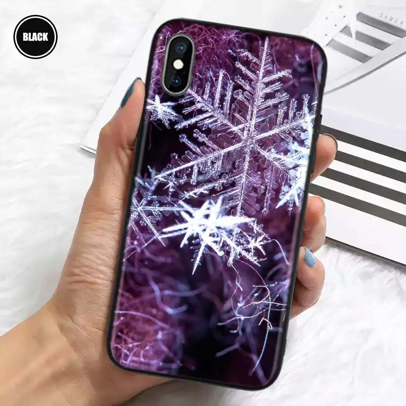 Śnieg śnieżynka zima zimny silikonowy pokrowiec Coque dla iPhone 11 Pro Max 12 Mini 13 X XS XR 7 8 6 6S Plus 5 SE telefon Shell okładka zabawa