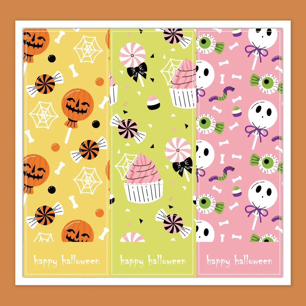 30-60pcs 3*9cm Halloween Stickers Party Pack Pumpkin Bat Ghost Skull Specter Spider Web Stickers For Halloween Party Decorations