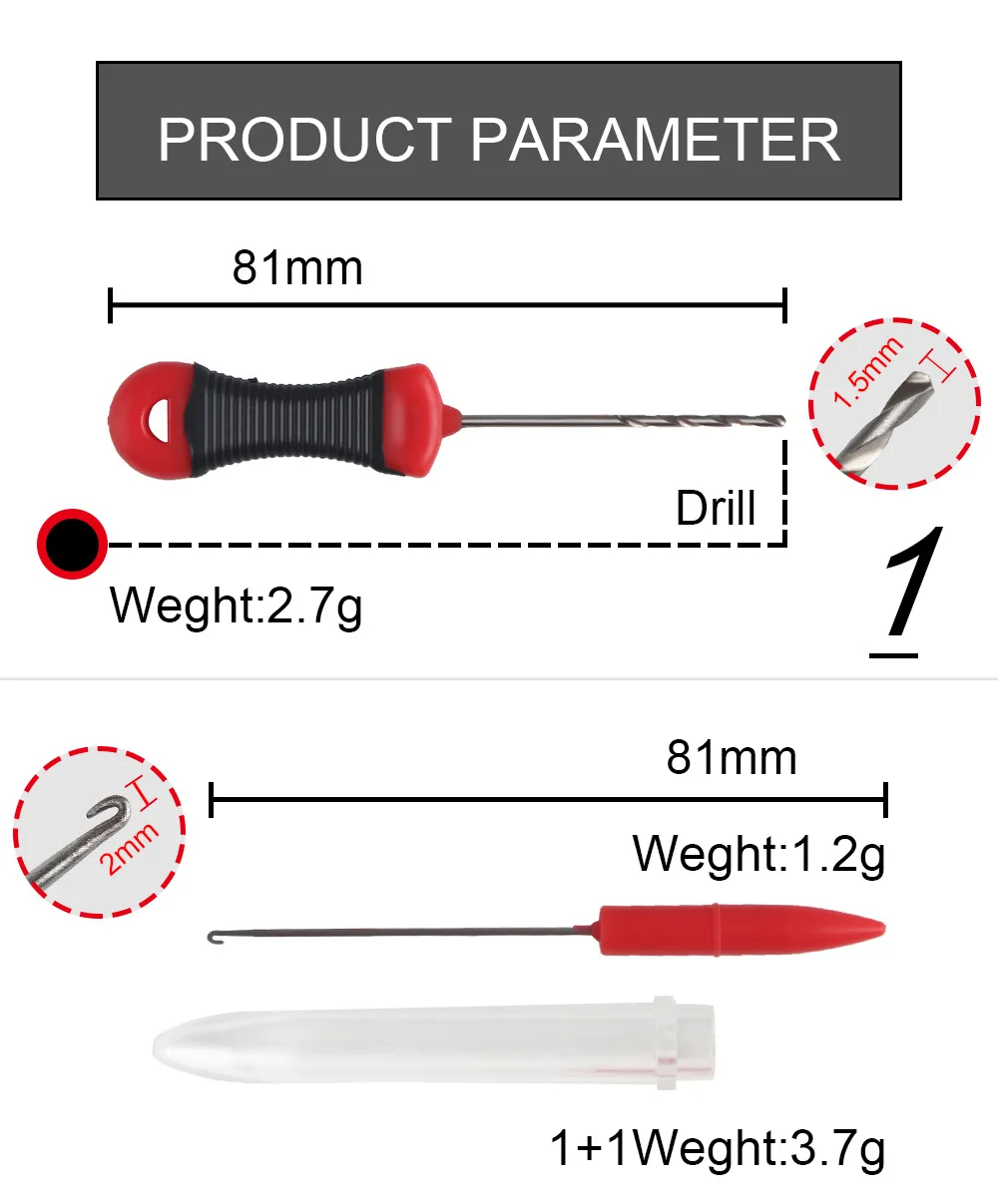Multi-function HOT Bait Needle Bait Threading Needle Fishing Tackle Hook Bait Hook Bait Drill Stainless Steel Baiting Device