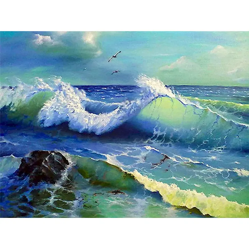 Peinture Par Numéros UNIQUORS, Paysage Lune Et Mer, 40x50cm Sans Cadre, Kit Pour Adulte Débutant