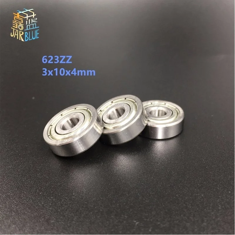 10Pcs 623ZZ Bearing 623-ZZ 3x10x4mm Miniature Deep Groove Ball Bearing for 3d printer Shielded Silver Chrome Steel