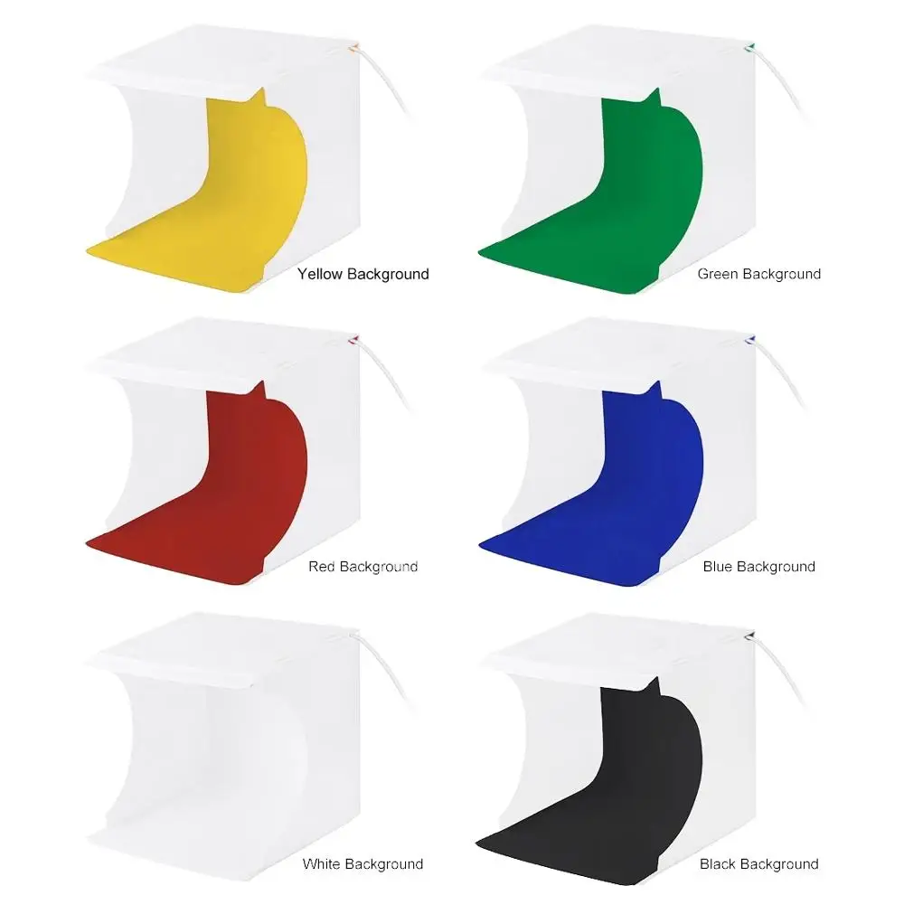 30cm Desktop Studio Box Kit Folding Portable Ring Light Photo Lighting Studio Shooting Tent Box with 6 Colors Backdrops