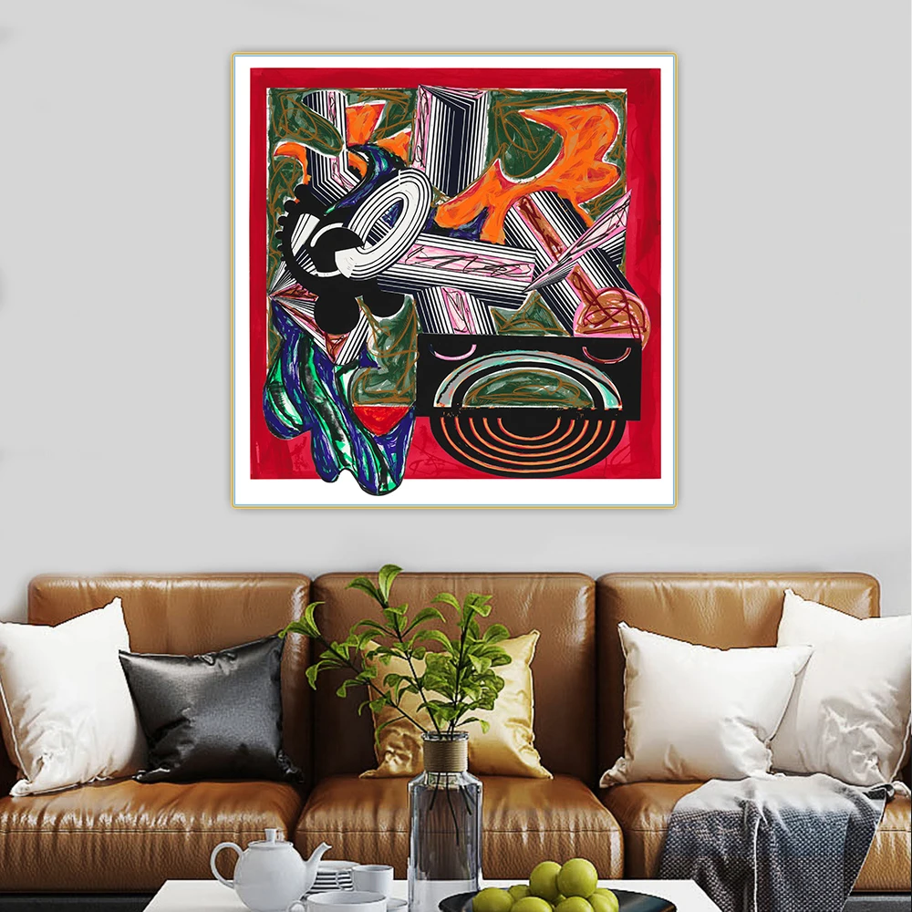 Frank Stella《Then Came a Dog and Bit the Cat》Minimalism Canvas Oil Painting Artwork Picture Wall Hanging Decorations Home Decor