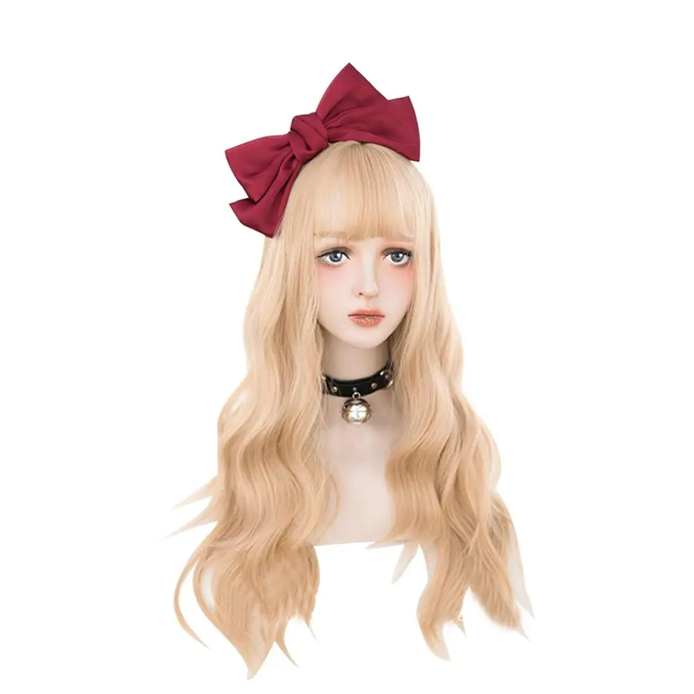 CosplayMix – perruque Lolita synthétique 68CM, cheveux longs ondulés japonais résistants à la chaleur, frange + bonnet pour fête