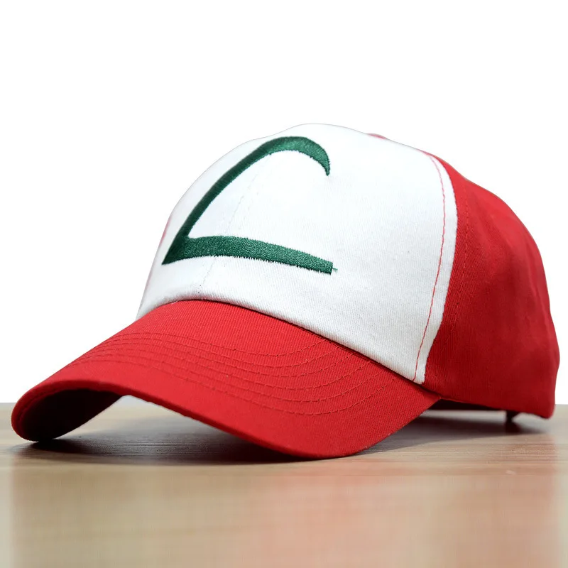 Anime Splicing Sun Hat Ash Ketchum Cosplay Unisex Embroidery Baseball Cap Pocket Snapback Adjustable Hats Prop