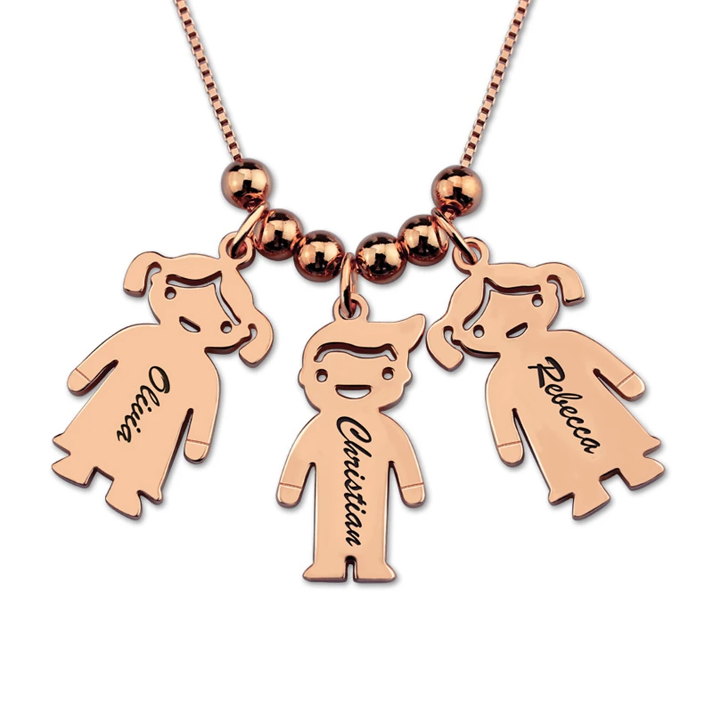 Uonney Dropshipping Engraved Kids Charm Necklace Name Personalized Gift For Mother's Day Custom Engraved Jewelry