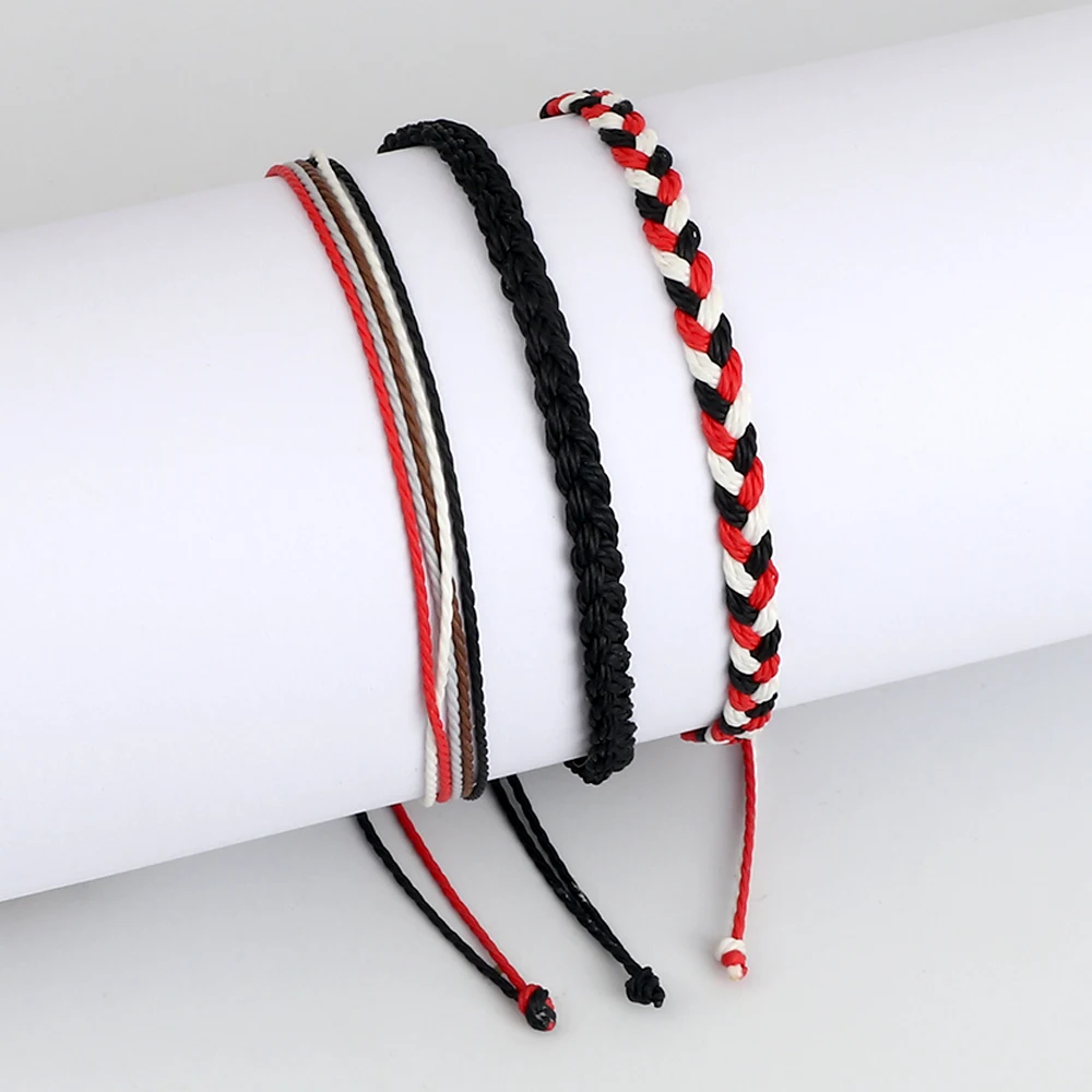 3pcs/set Handmade Tibetan String Braceelets Lucky Wax Rope Braided Bangles for Women Men Prayer Friends Boho Jewelry Adjustable