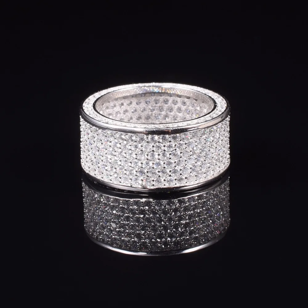 

Luxurious Paragraph Fashion 925 Sterling Silver Gemstone Ring Shining 320pcs Full Simulated Diamond Rings Finger for Woman gift