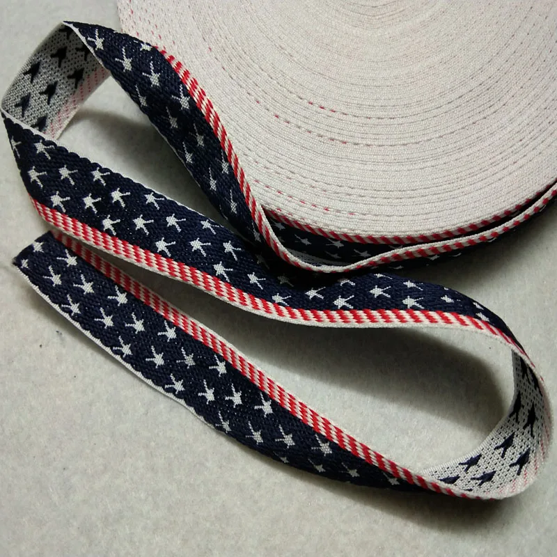 

2cm 50yards USA Star & Stripe Flag Printed Ribbon Webbing Satin Cartoon Hairbow Ribbon Accessory Home Decoration