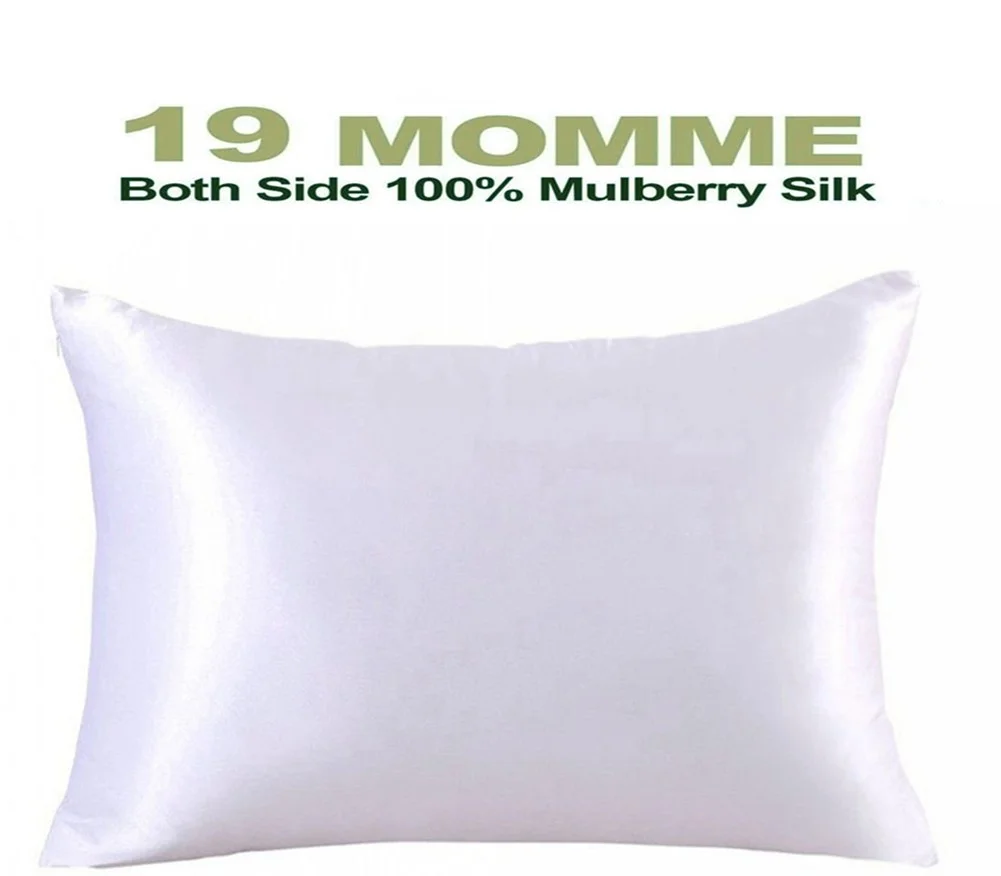 SISISILK 100% Mulberry Silk Two Sides Silk Pillowcase Charmeuse silk Pillow Cover Invisiable Zipper Closure