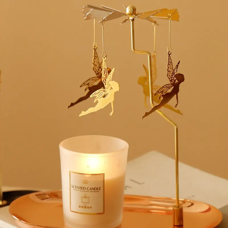 Castiçal giratório romântico, suporte de velas de metal, decoração de festa em casa, presente, dropship
