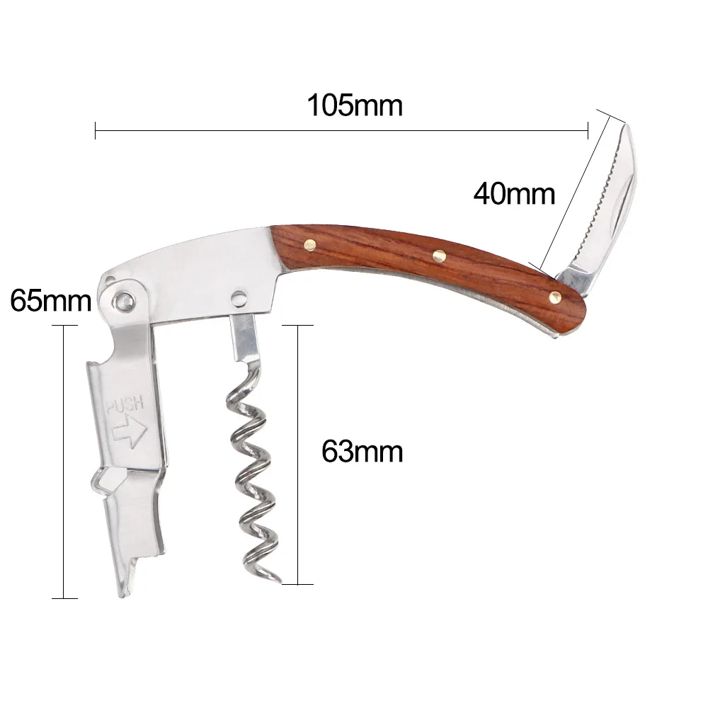 NICEYARD Multifunction Wine Opener Professional Bottle Opener with Knife Portable Wooden Handle Screw Corkscrew