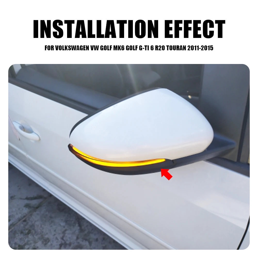12V Scroll Dynamic LED Sequential Blinker Light Turn Signal Mirror Lamp For Volkswagen VW GOLF 6 VI MK6 GTI R line R20 Touran