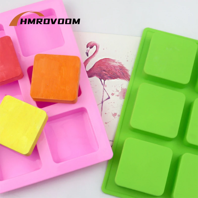 HMROVOOM  6 square handmade soap mold, silica cake mold, square soap mold, cold soap mold DIY baking.