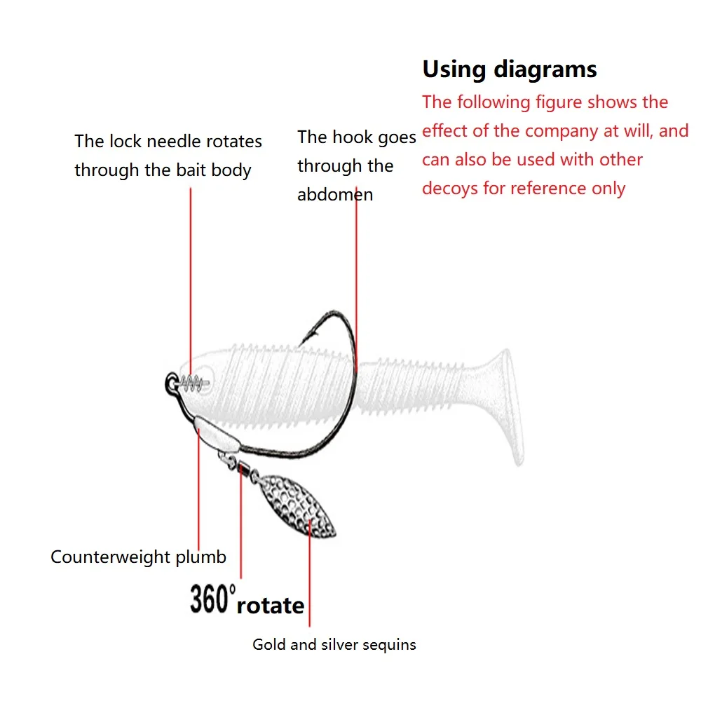 Offset Fishing Hooks 4g 5g 7g Crank Hook with Spoon Soft Baits Add Lead Crank Hook With Lead Sinker Metal Spoon Sequins