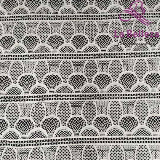 

High quality off white heavy polyester hollow embroidery lace fabric by yard