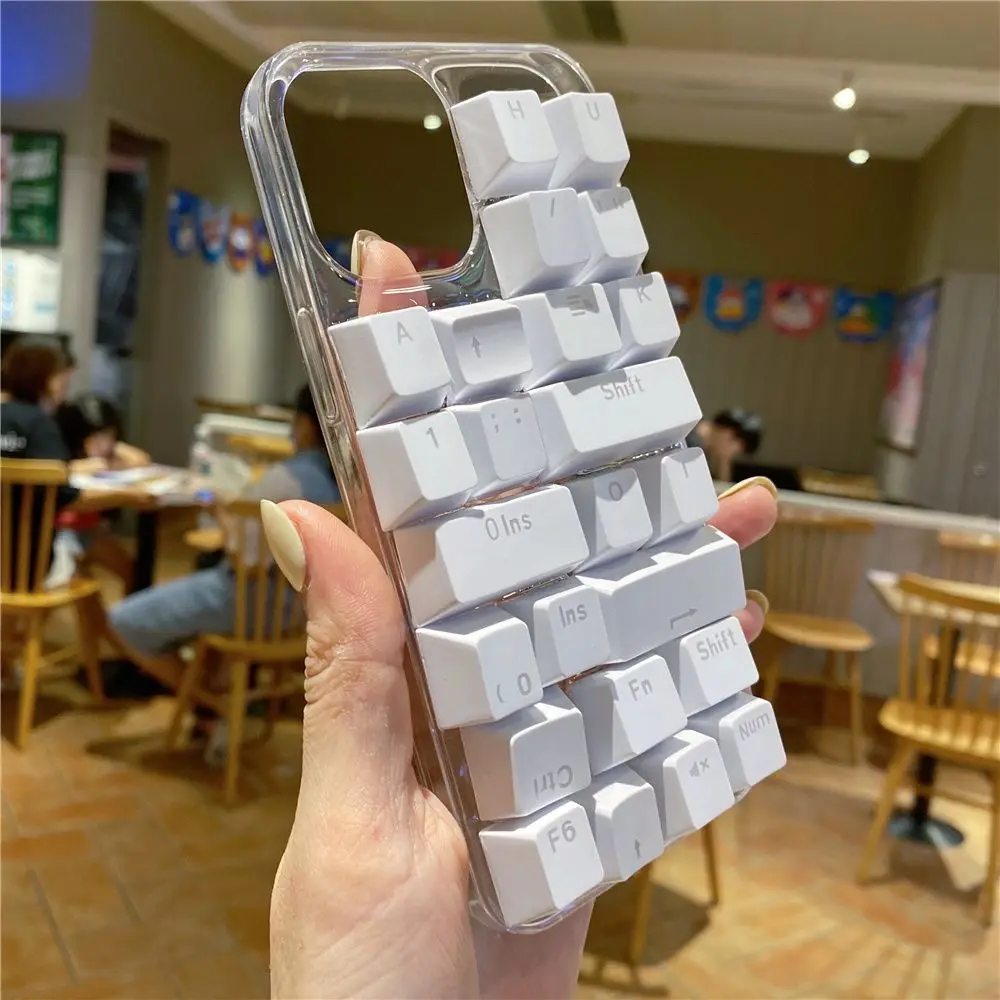 for iphone 11 case Funny 3D keyboard Transparent phone case for iphone 13 12 Pro Max 11 6 7 8 Plus XR X XS epoxy silicone Cover