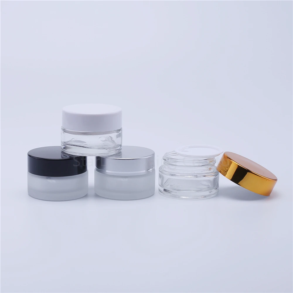 

200pcs 20g Glass Cream Jars Cosmetic Packaging With Lid Plastic Caps & Inner Liners Round Empty Small Glass Jars