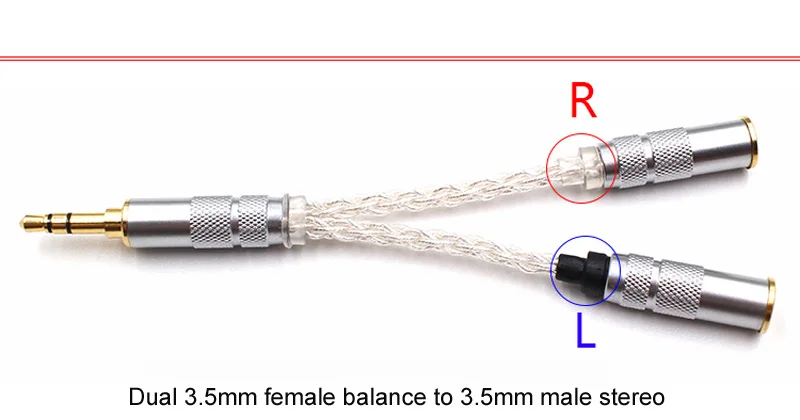 Hifi-Cable hembra balanceado 6N para reproductor de PHA-3 Pono, 12 núcleos, plateado, 2x3,5mm macho a 4,4mm/2,5mm/3,5mm/4 pines XLR, T1121