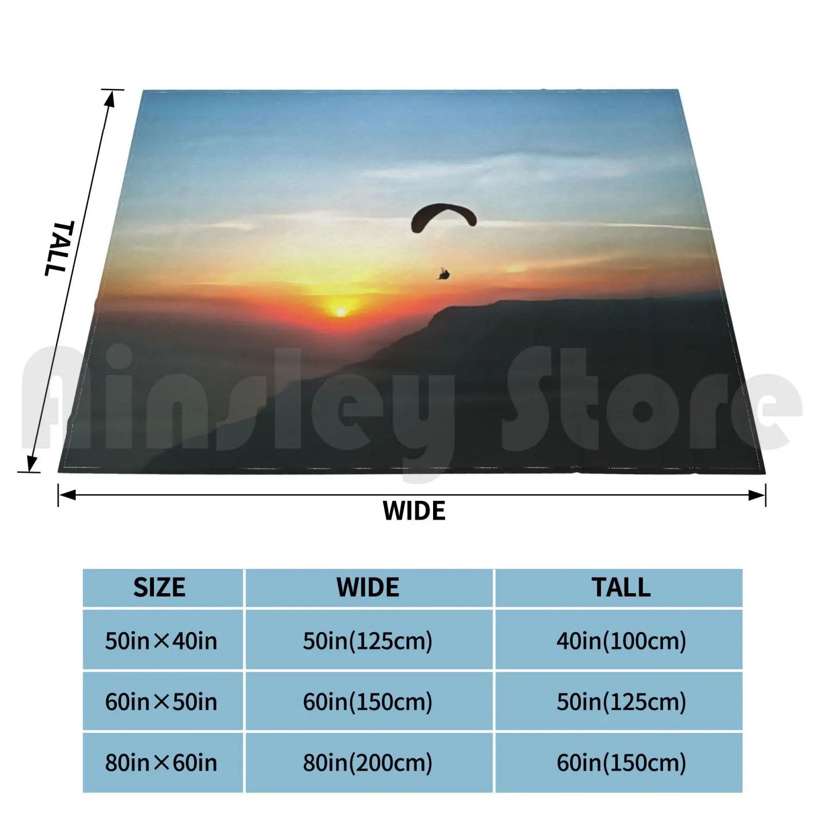 Sunset Paraglide Blanket Super Soft Warm Light Thin Paragliding Extreme Sport Adventure Parachute Drop Zone Jumping