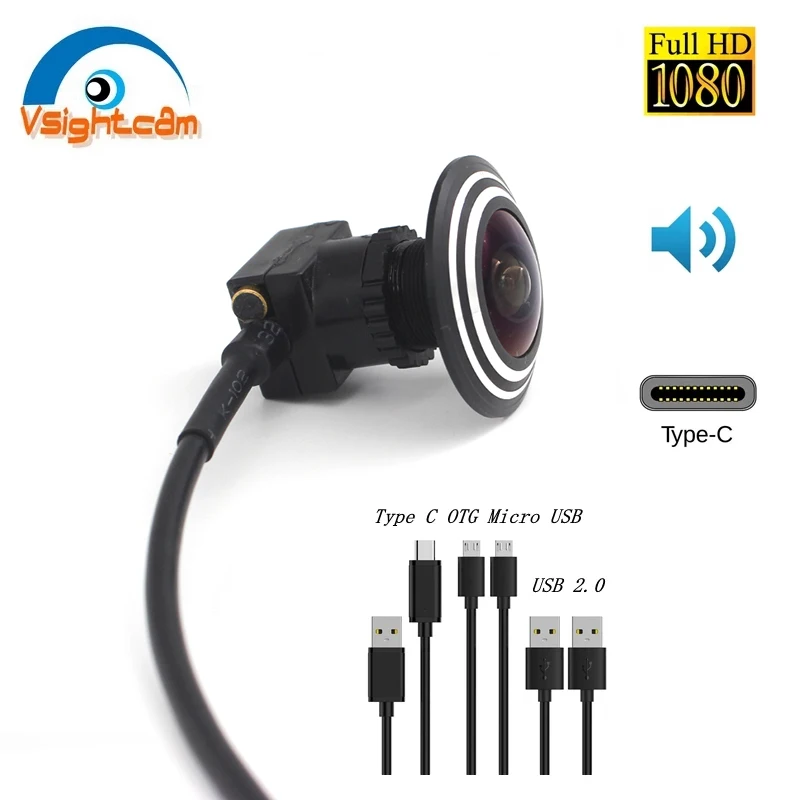 

OTG Type C Micro USB Camera 1080P 720P Audio 1.66mm Wide Angel Fisheye Lens CCTV Camera For Android Mobile Phones 15*15mm Webcam