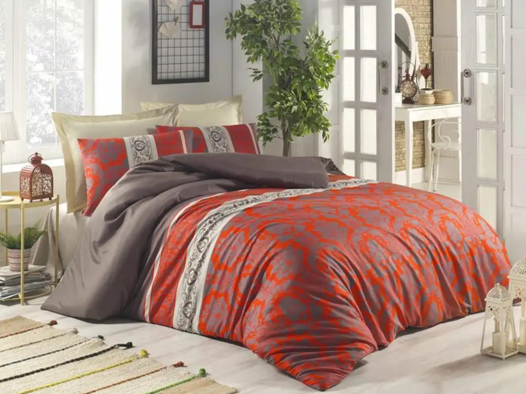 Karen 100 Cotton Double Duvet cover set Red