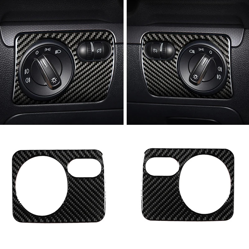 

For VW Golf 6 MK6 2010 2011 2012 2013 Car Carbon Fiber Interior Headlight Switch Button Frame Cover Trim