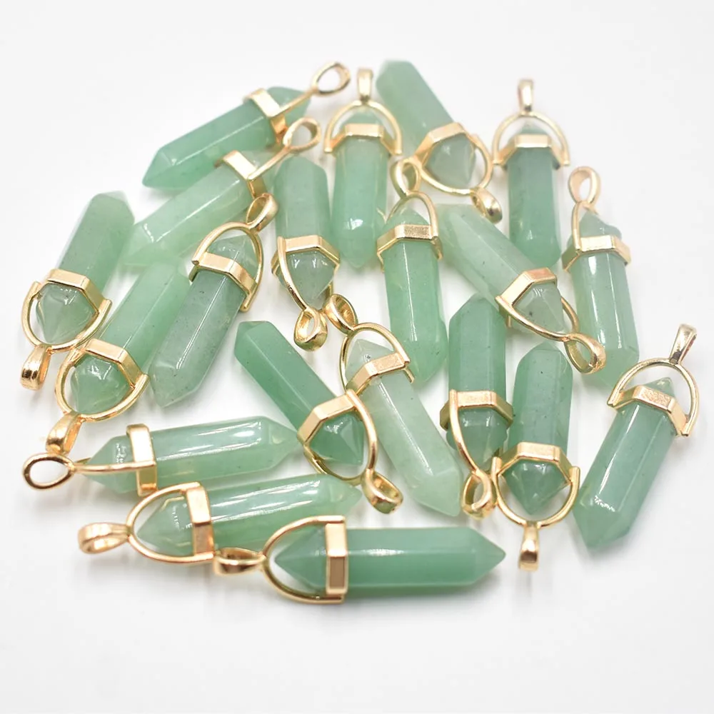 Mode-Bestseller: Naturstein-Mischanhänger, hexagonale Heilungs-Reiki-Anhänger für die Schmuckherstellung, 24 Stück/Lot, Großhandel – Detail 14