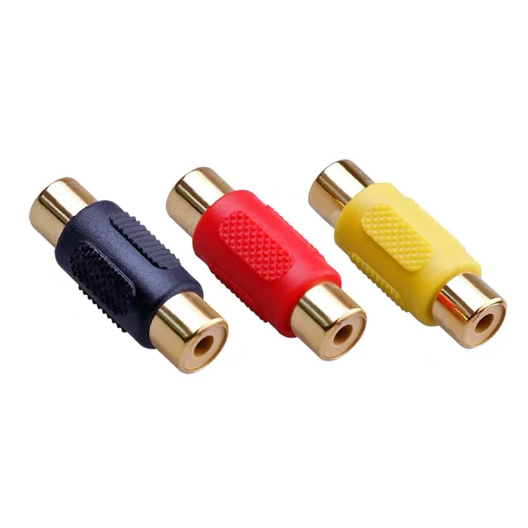 4pcs/lot good quality Dual RCA Video RCA Female to RCA Female Adapter Audio Plug Connector For HiFi AV Audio Speaker Plugs