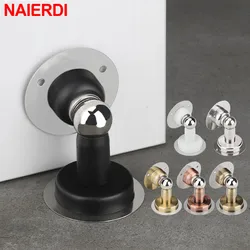 NAIERDI Magnetic Door Stops Stainless Steel Non Punch Door Stopper Windproof Wall Mounted Door Holder Furniture Hardware