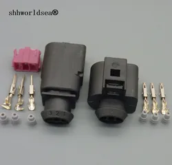 Shhworldsea 3 pin 1J0973803 1J0973703 Female Male 1.5mm Auto Temp Sensor Plug Deflation Valve Plug Waterproof Connector For VW