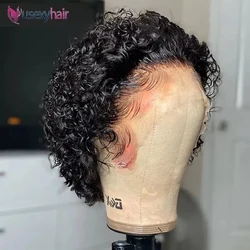 Short Curly Pixie Cut Wig Human Hair Lace Front 13x1 Transparent Lace Frontal Wig Deep Water Curly Short Bob Wig Human Hair Wig