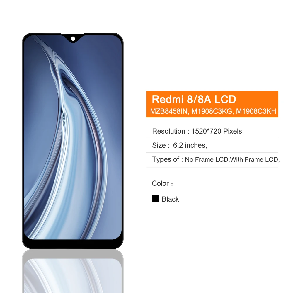 6.22 "สําหรับ Xiaomi Redmi 8 จอแสดงผล LCD หน้าจอสัมผัสสําหรับ Redmi8 Redmi8A M1908C3IC MZB8255IN จอแสดงผลเปลี่ยน, กรอบ