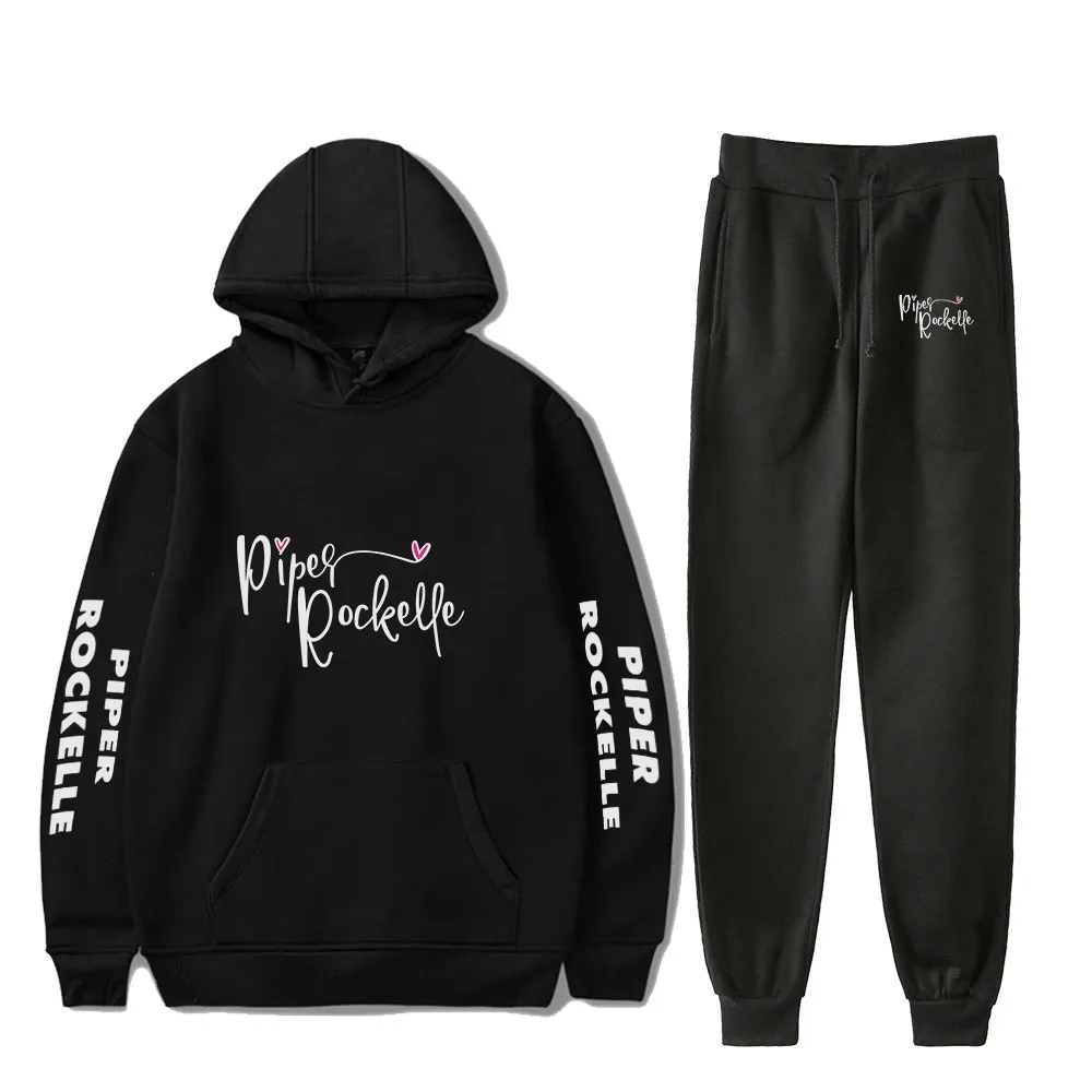 

2021 New Piper Rockelle Merch Hoodies + jogger pants Cool Print Two Piece Set men/womens Hoodie Suit plus size Tracksuit