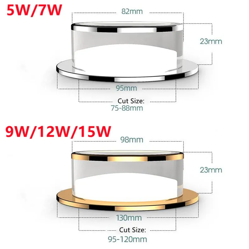 Imagem -02 - Cristal Embutido no Teto Downlight Lâmpada Led Luzes Reguláveis Luminárias Internas Dourado Prata 5w 7w 9w 12w 15w