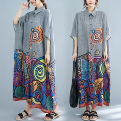 Indian Pakistani Dress Women Bohemian Style Boho Retro Fashion Printed Loose Shirt Dresses Ethnic Gypsy India Clothing Female