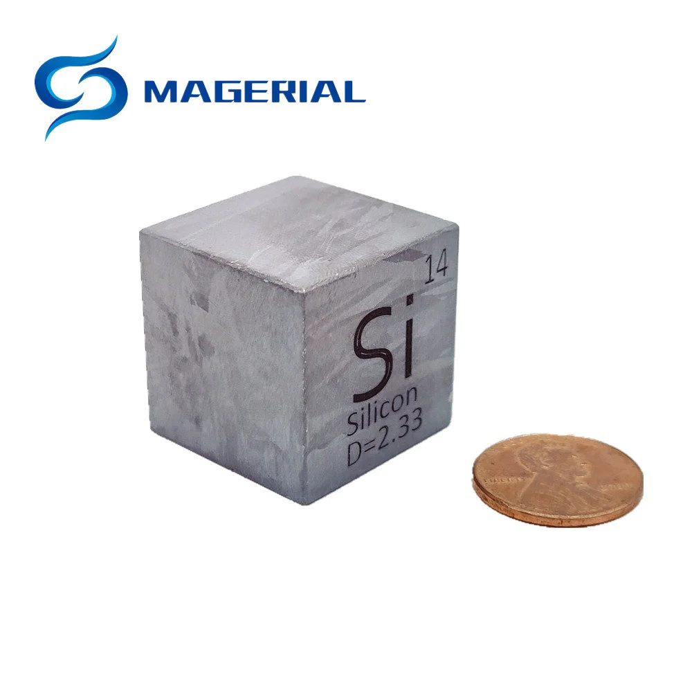 Cube en silicium de 25.4mm Si, purification à la cible, haute pureté, Collection d'éléments en cristal, Science, densité de 1 pouce