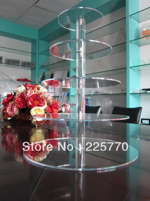 

Free Shipping 5 Tier Circle Acrylic Cupcake Stand Wedding Party High Supply Craft Decor Display Hot Sale