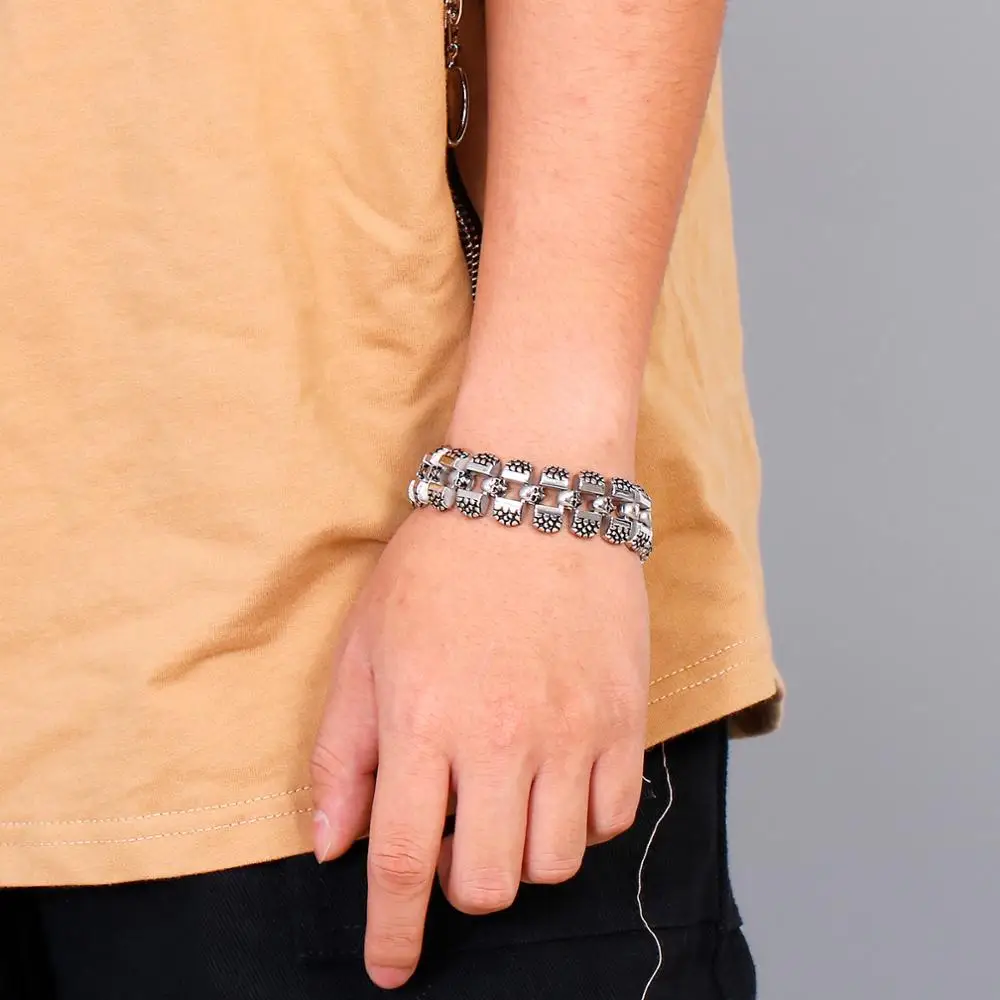 KALEN 316L Stainless Steel Polished Chain Men's Arrow Bone Bracelet Retro Punk Paerty Jewelry Chunky Keel Chain Accessories