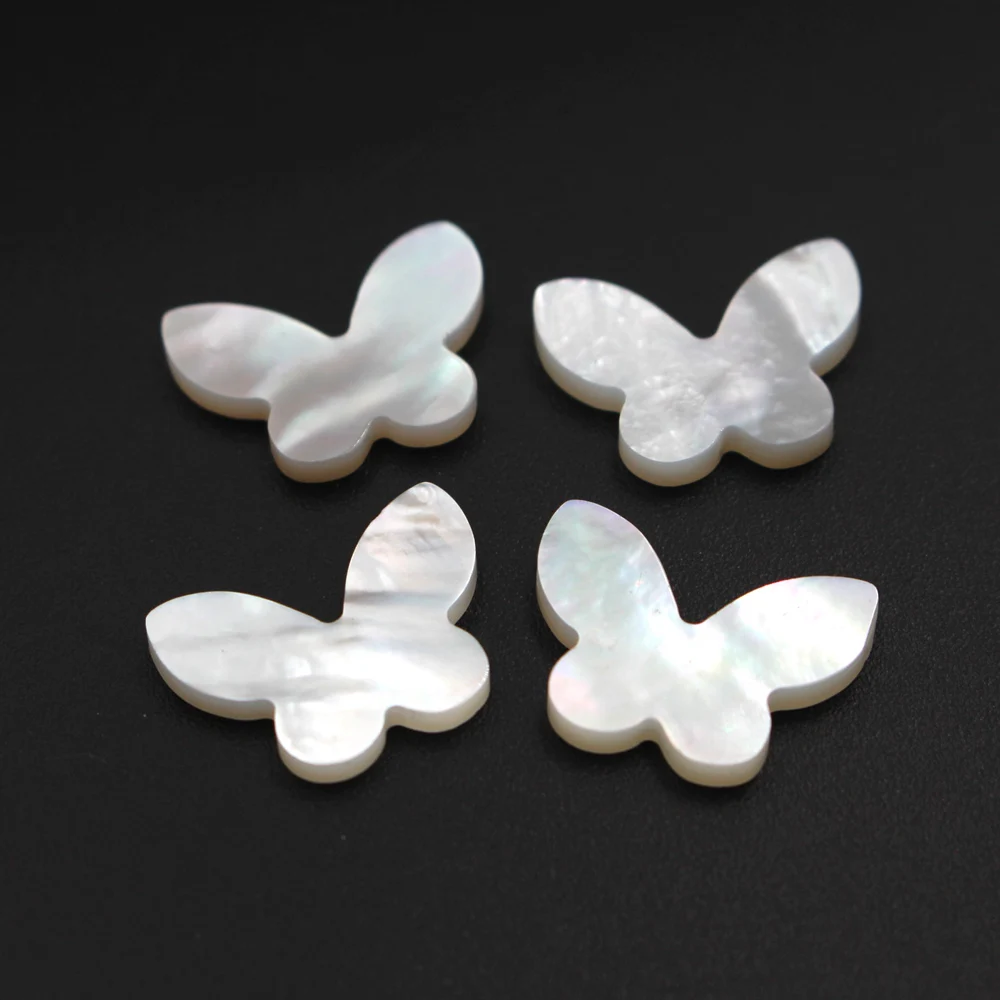 10pcs Undrilled MOP White Shell Double Sides Flat Butterfly Cabochon CABs 12x16mm 10x14mm White Red Black Green Flat Back Stone
