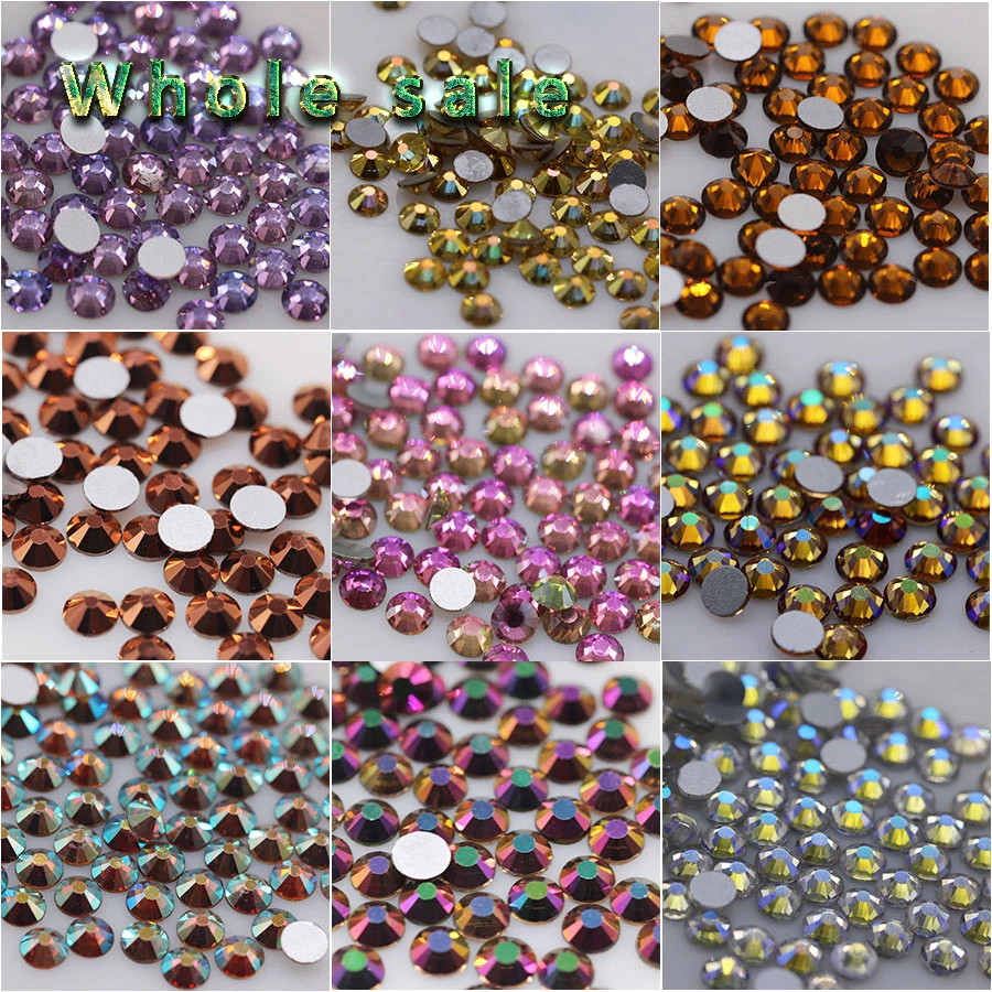 

Новейший призрачный Цвет ss3, ss4, ss5, ss6, ss8, ss10, ss12, ss16, ss20, ss30, ss34, стразы с плоским основанием из хрустального стекла для дизайна ногтей Отделка одежды