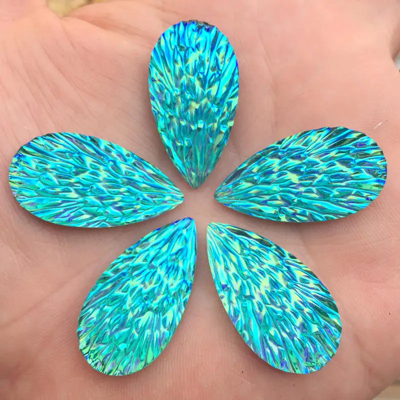 15*29mm AB water drop Resin Rhinestone Flatback Gems Strass Crystal Stones For Dress Crafts Decorations 15PCS -HE12