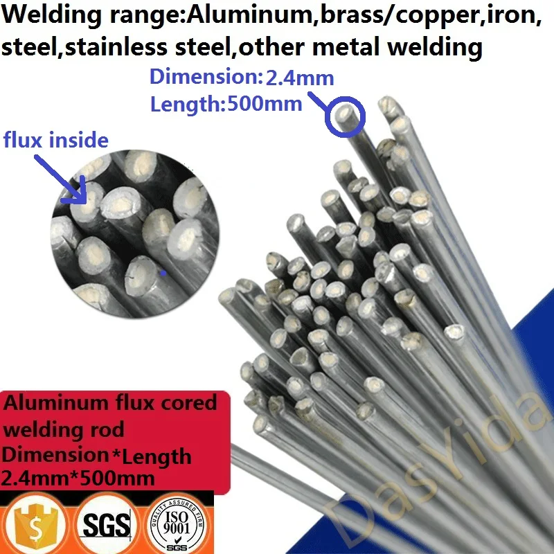 2.4mm*500mm Low temperature flux cored inside aluminum welding wire No need aluminum powder Instead of WE53 welding rod