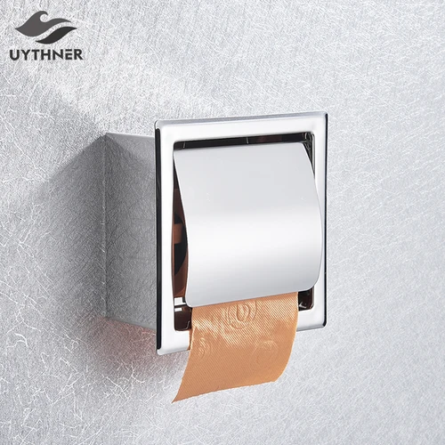 Imagen 2 del producto Soporte de papel higiénico montado en la pared para baño, toallero, caja de rollo, accesorios de baño, negro mate/cromo