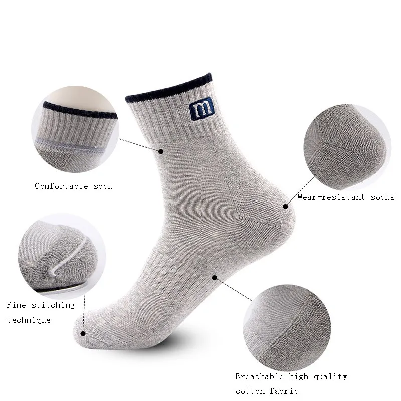 High Quality 3Pairs Men's Socks Combed Cotton Breathable Comfortable Male Business Socks Black White New